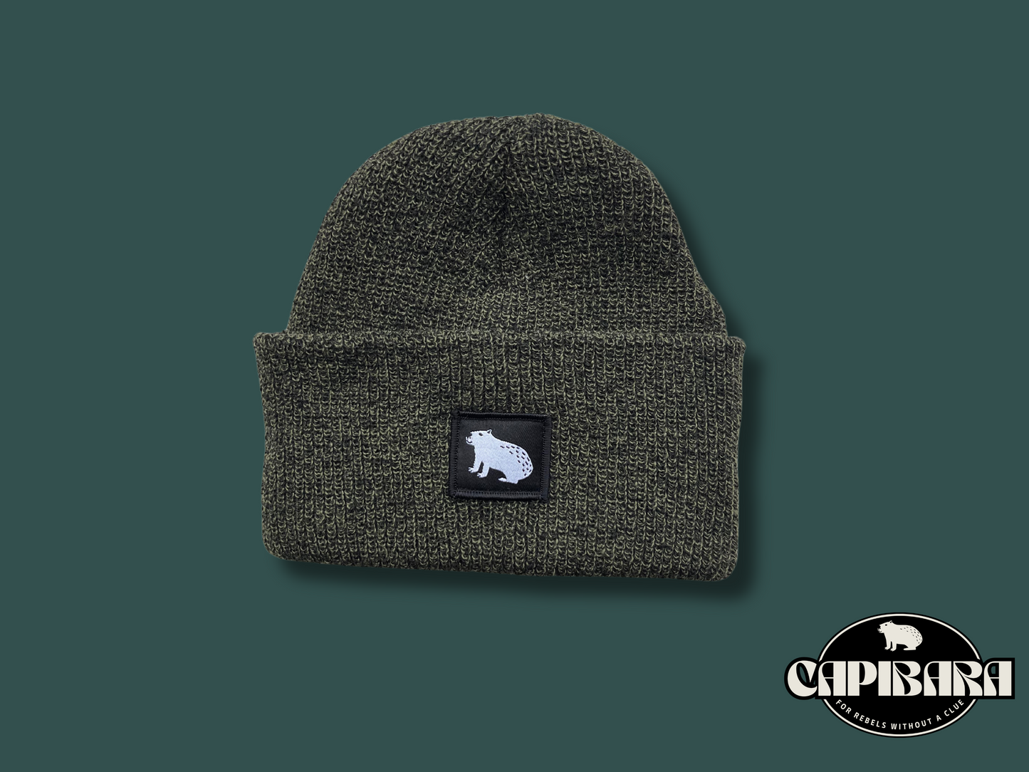 Capibara beanie in Moss Green Knitted