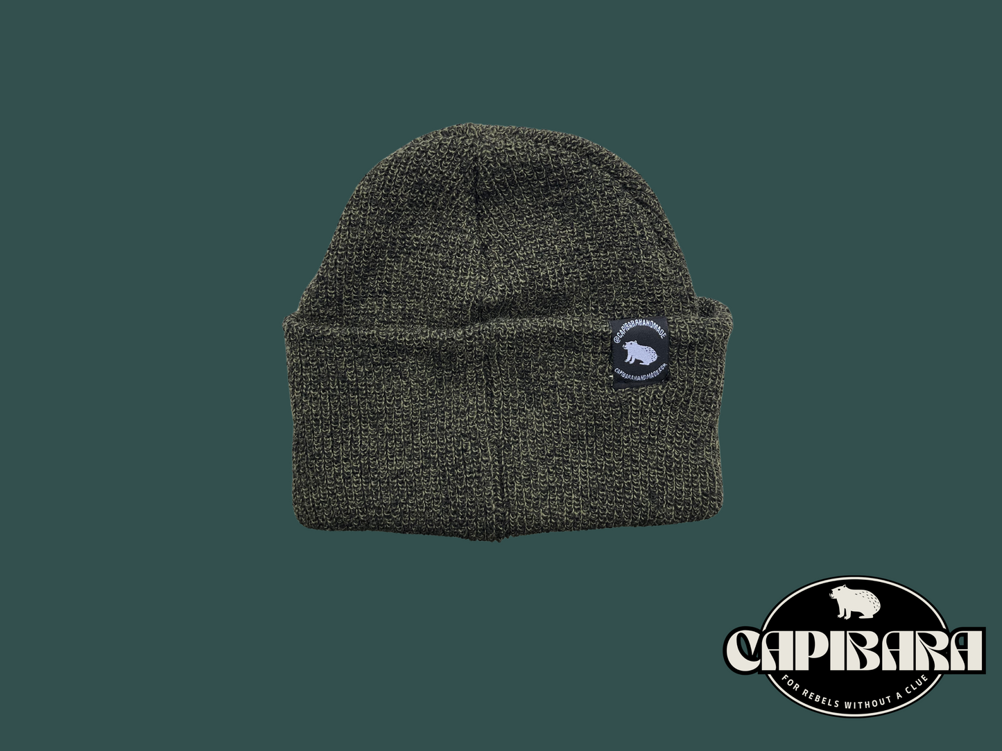 Capibara beanie in Moss Green Knitted