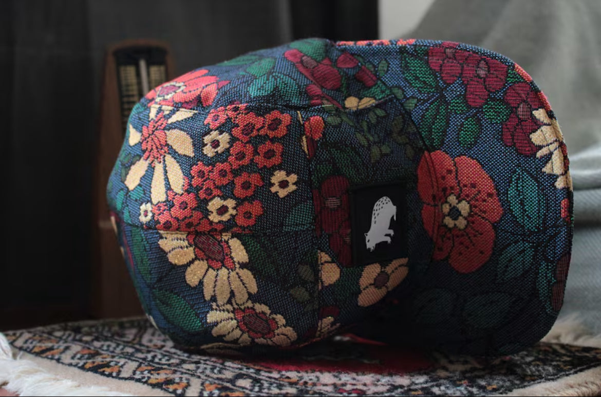 Handmade fivepanel series darker blue floral