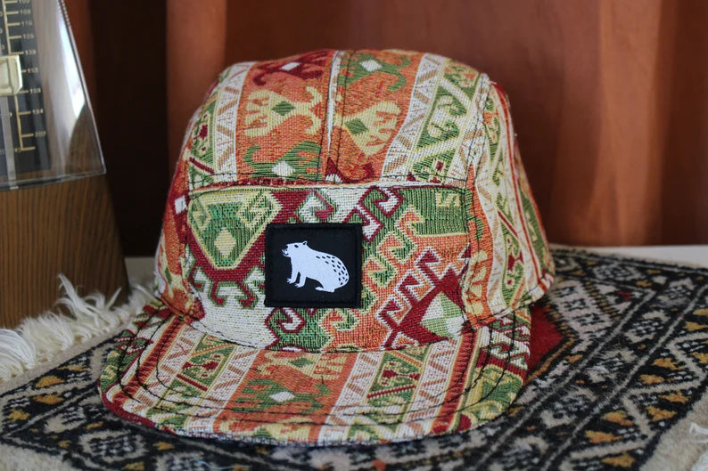 Handmade fivepanel cap 'Mediterranean Vibes’ in orange