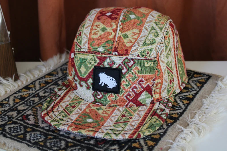 Handmade fivepanel cap 'Mediterranean Vibes’ in orange